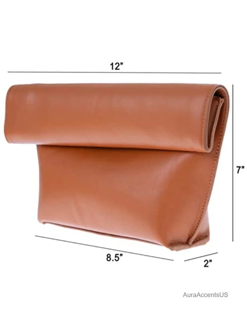 Faux Leather Oversize Foldover Clutch with Crossbody Chain